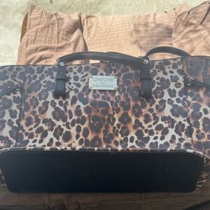 Bebe Brown Leopard Print Tote with Black Accents